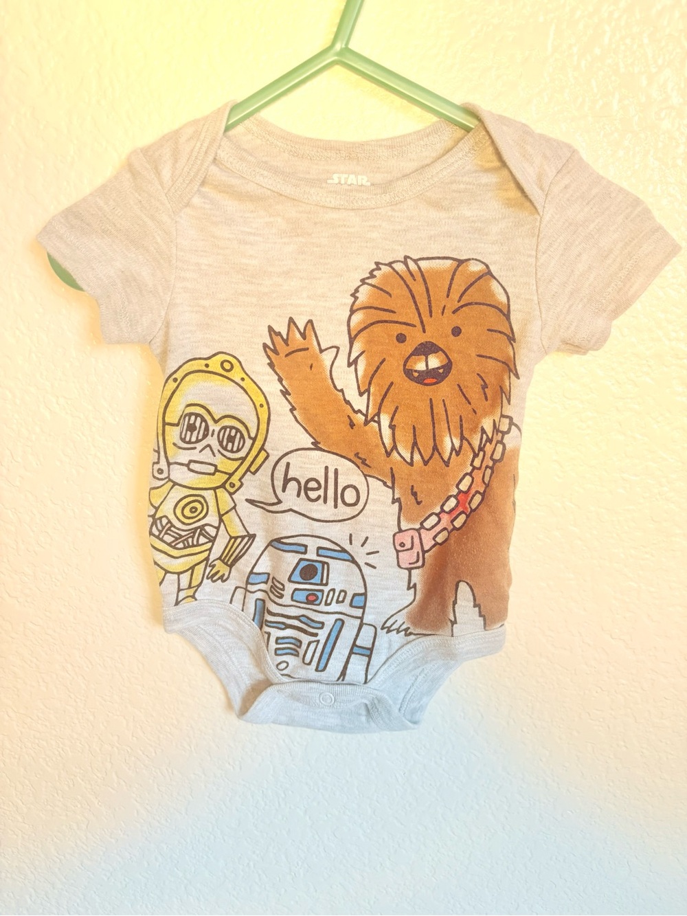 Star Wars Baby One-Piece with Chewbacca, C-3PO & R2-D2 - Light Gray